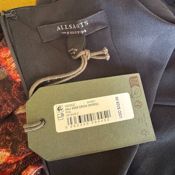 NWT! AllSaints 'Hali Gene' Ruffle Sleeve Midi Dress - Size US 2 - Picture 14 of 16